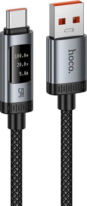 Actual product image Hoco Cable Data Cable with digital display USB A to USB C PD 6A 100W 1,2 m U148 black (1.20 m, 100 W)