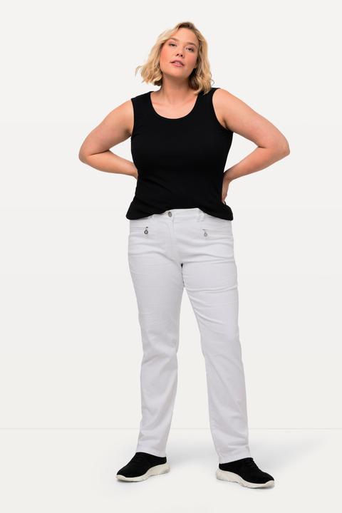 Immagine prodotto Ulla Popken Pantaloni estivi modello Mony in tessuto piacevolmente leggero ed elasticizzato con tasche con zip (46)