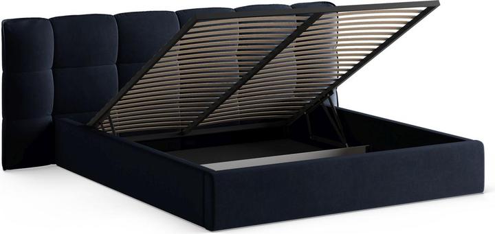 Actual product image Micadoni Velvet Storage Bed With Headboard, "Eric", Royal Blue, 225x270x104 Made in Europe (180 x 200 cm)
