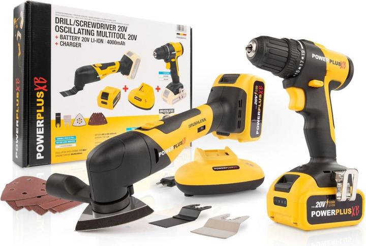 Powerplus Kit d'outils électriques pour la maison 2 items - batterie 20V 4.0Ah et chargeur inclus