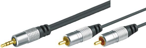 Actual product image Tecline Professional audio cable, High Quality, 1x 3.5 mm stereo jack plug / 2x cinch plug, 5.0 m (5 m, Cinch Cables)