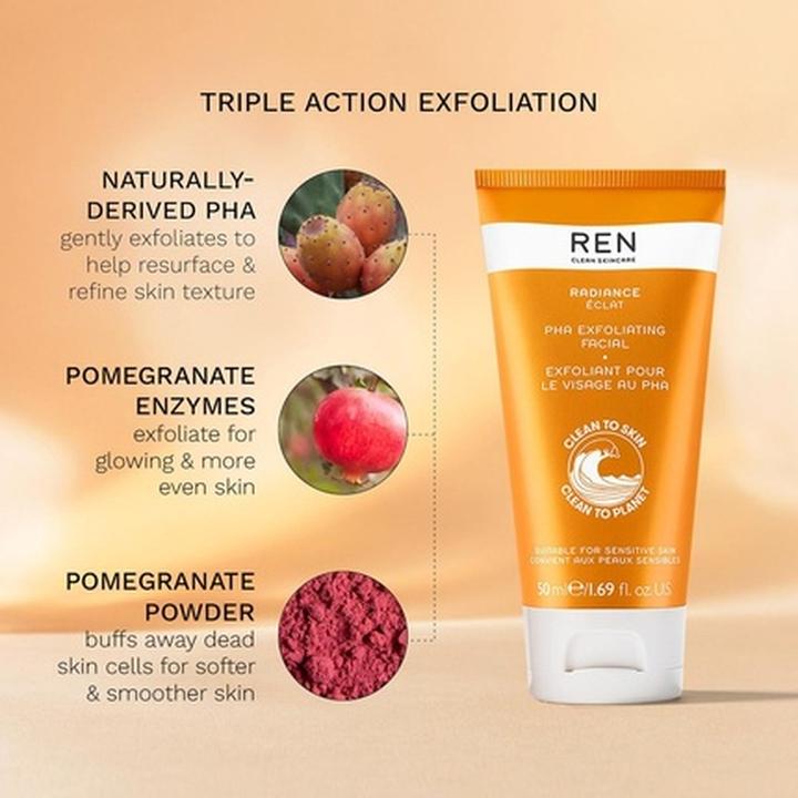 Actual product image Ren Radiance PHA Exfoliating Facial 50 ml (Cleansing scrub, 50 ml)