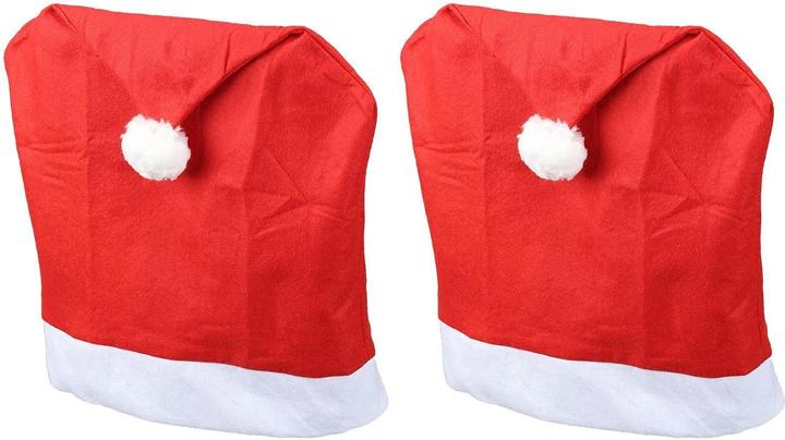 Novaliv Christmas Chair Covers Set of 2 I Red I Father Christmas Hat I Chair Cover Christmas Decoration
