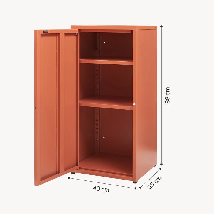 Actual product image En.Casa Metallschrank Burlöv Stahl Ziegelrot (88 x 40 x 35 cm)