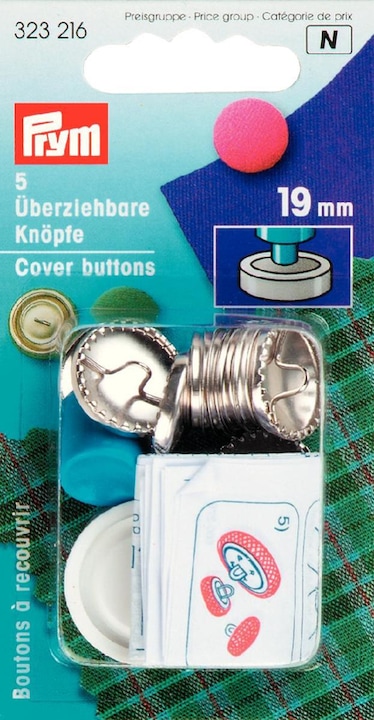 Produktbild Prym Knopf Überziehbar mit Werkzeug, gold 19 mm, Karte 5 Stk.