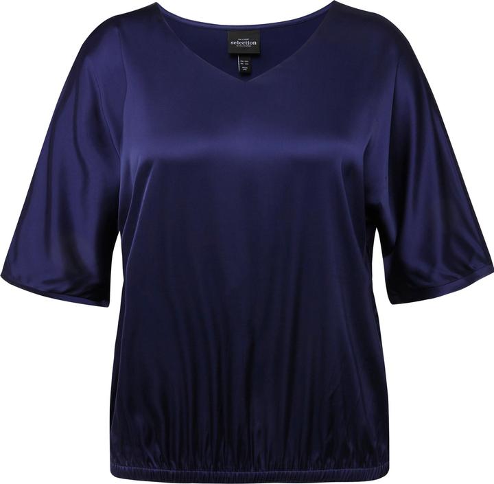 Produktbild Ulla Popken Satinbluse, Oversized, V-Ausschnitt, Halbarm, Gummisaum (54)