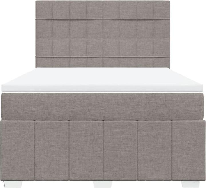 Actual product image vidaXL Boxspringbett Doppelbett Polsterbett Bett Matratze Taupe 140x190cm Stoff (140 x 190 cm)