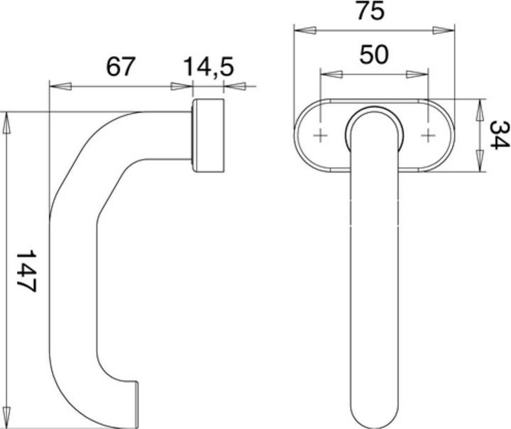 Productafbeelding EDI Brandbeveiligingshendel diafragma deel 1800/2133 roestvast staal EST geslingerd vierkant 9 mm (Deurgreep)
