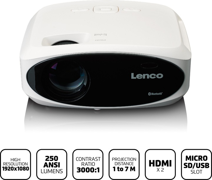 Actual product image Lenco LPJ-900WH (Full HD, 250 lm)