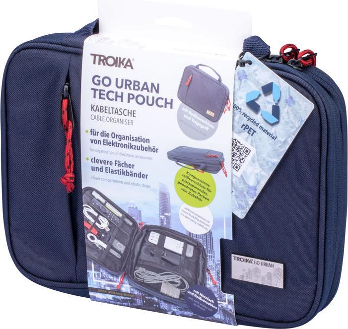 Image du produit Troika GO URBAN TECH POUCH Pochette pour câbles d'accessoires électroniques, rPET, bleu foncé