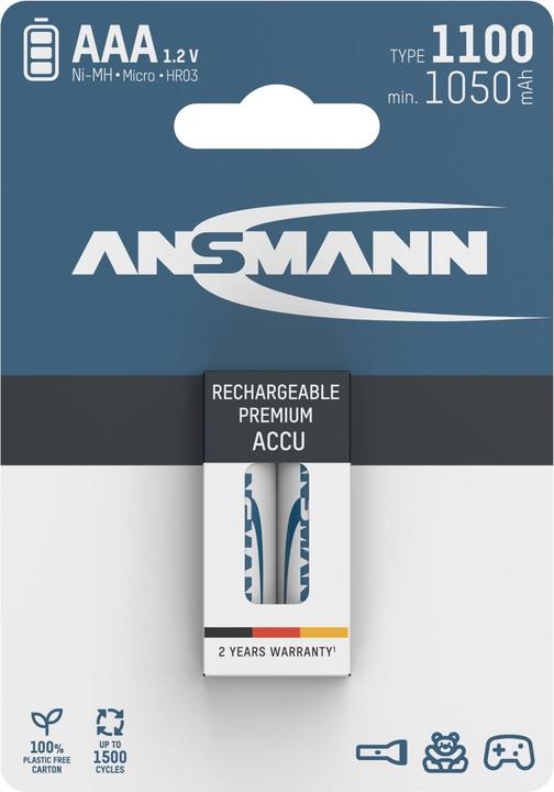 Actual product image Ansmann AAA (2 pcs., AAA / LR03 / Micro / R03 / AM4 / MN2400 / KR03, 1050 mAh)