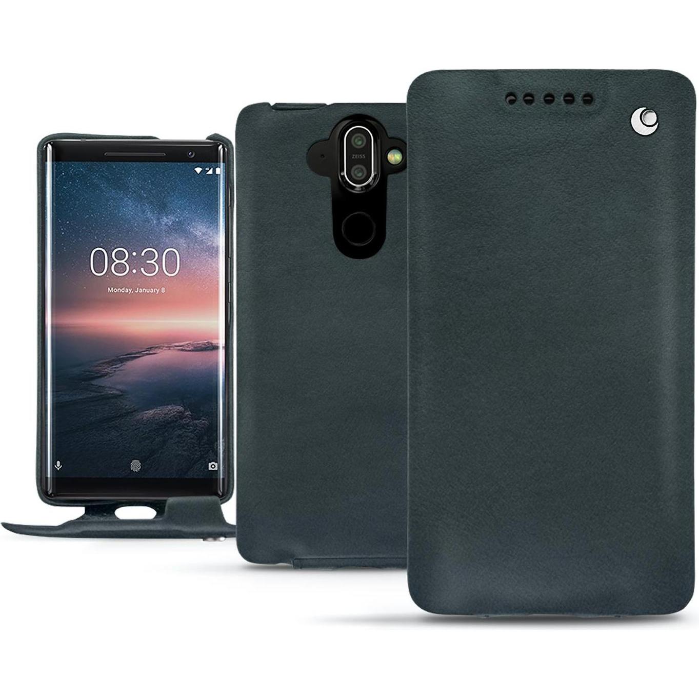 Noreve Lederschutzhülle vertikal (Nokia 8 Sirocco), Smartphone Hülle, Blau