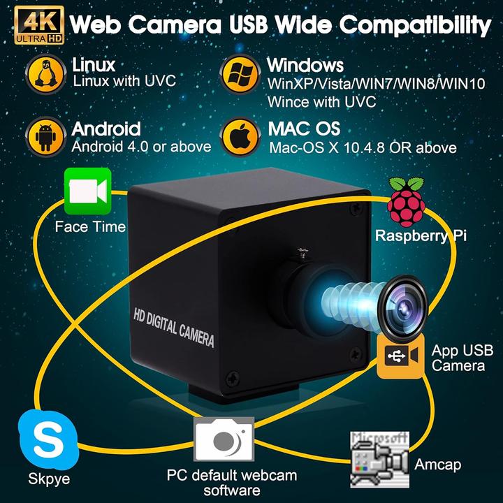 Produktbild ELP 4K Ultra HD Weitwinkel-Webcam mit 170° Objektiv