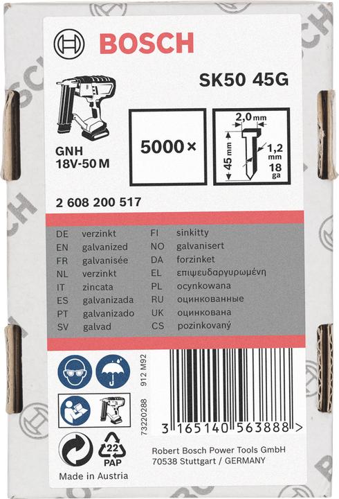 Produktbild Bosch Professional Zubehör Senkkopf-Stift SK50 45G, 1,2 mm, 45 mm, verzinkt