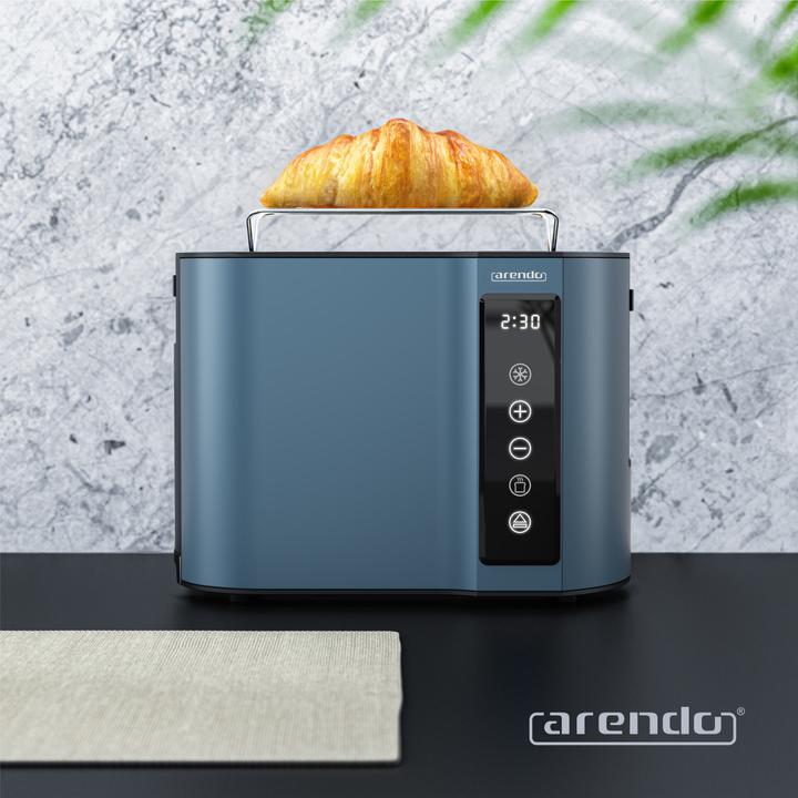 Produktbild Arendo Toaster Edelstahl 2 Scheiben Kurzschlitz, Display mit Restzeitanzeige, Brötchenaufsatz, Touchpanel