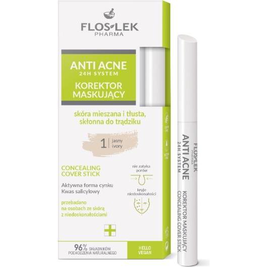Floslek, Concealer, Anti-Acne 24H System Masking Concealer Light 1 1.33G