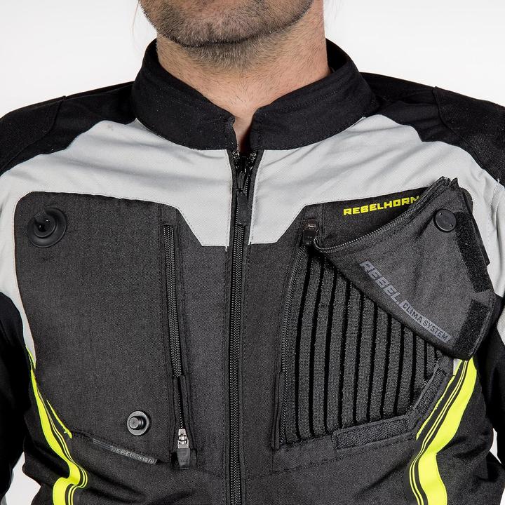 Immagine prodotto Rebelhorn Borg Black/Grey/Flo Yellow Textile Motorcycle Jacket XS (XS)