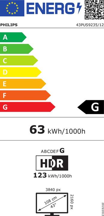 Energy Label Philips 43PUS9235/12 (43", LCD, UHD)