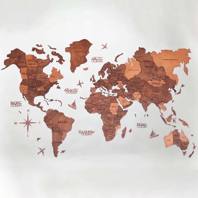 Produktbild Enjoy The Wood 3D Weltkarte (120 x 200 cm)