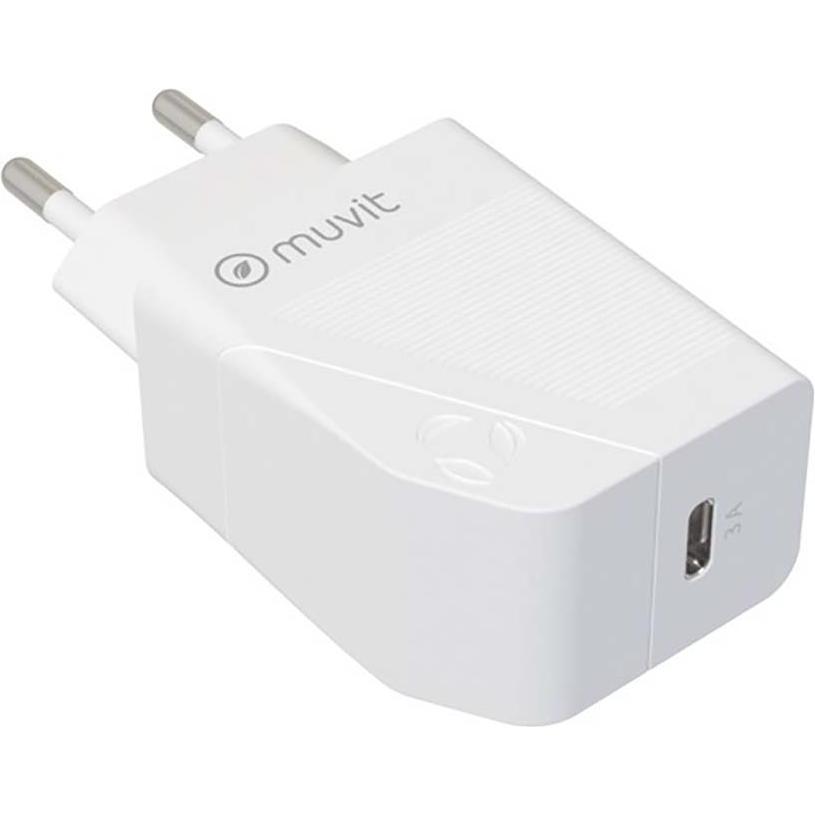 Muvit Per Cambiare Confezione Chargeur Secteur Pd 20w + Cavo USB C/Usb C Blan (20 W), Caricatore USB, Bianco