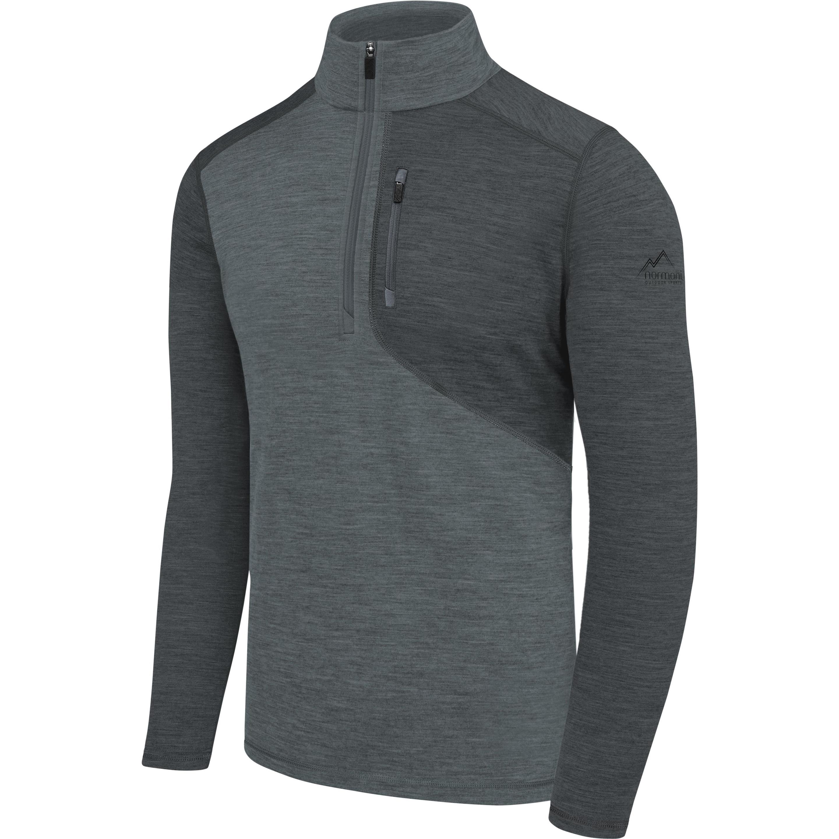 Thumbnail - Normani, Herren, Funktionsshirt, Herren Merino Langarm mit 1/4 Zipper „Mildura“ - 9131 (XXL), Grau, XXL