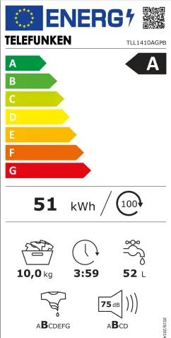 Energy Label Telefunken TLL1410AGPB (10 kg, Left)