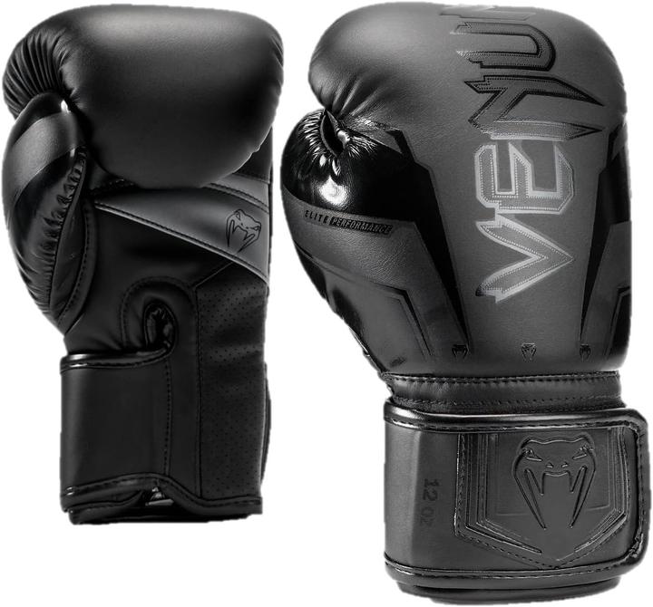 Actual product image Venum Elite Evo Boxing Gloves - Black/Black - 12 Oz (12 OZ, One size)