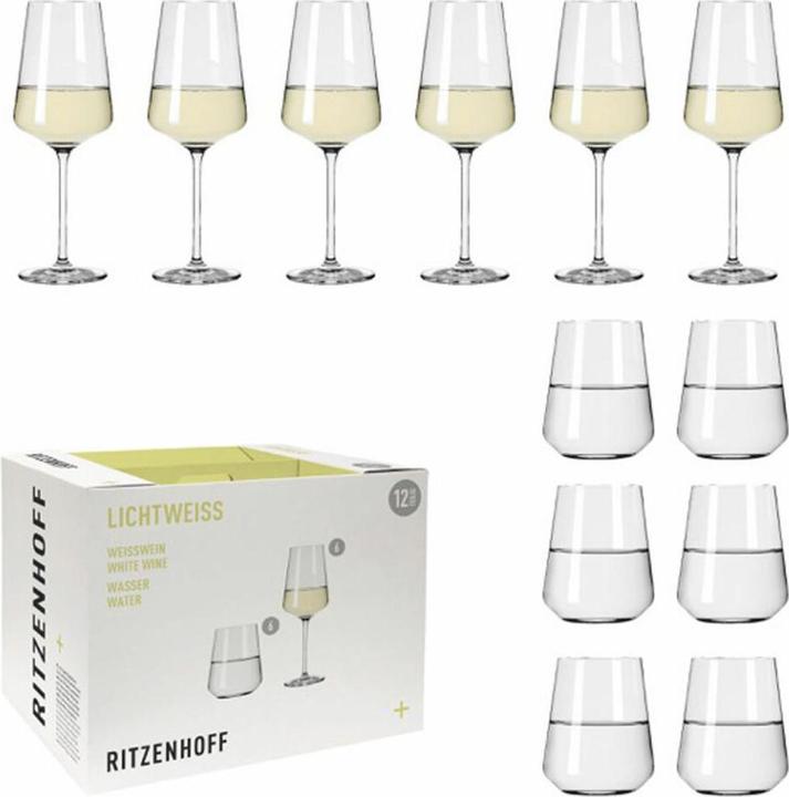 Actual product image Ritzenhoff Set of 12 LICHTWEISS JULIE 6 x white wine glass 6 x water glass (40 cl, 6 Glasses, White wine glasses)
