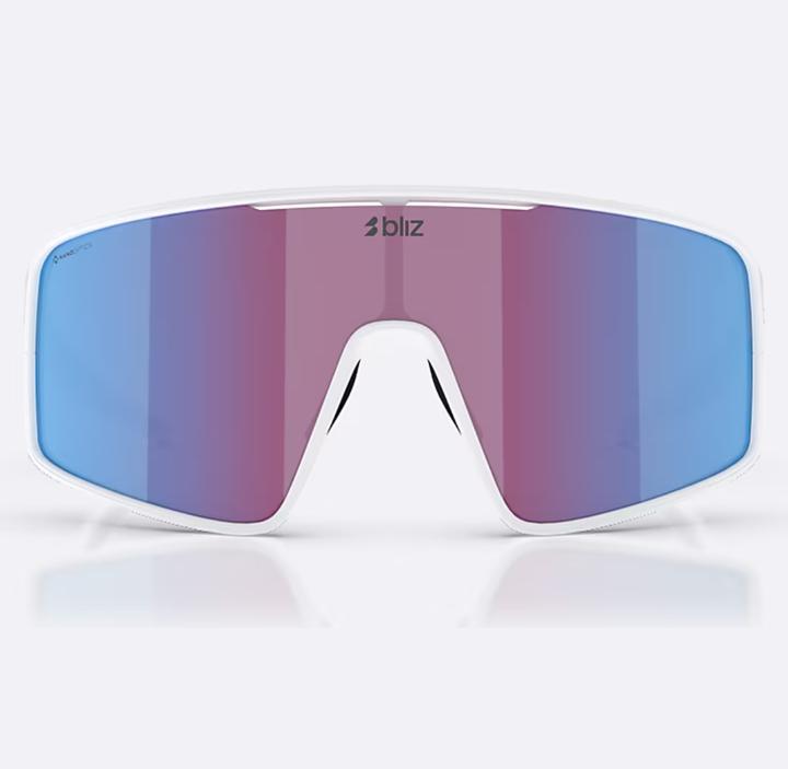 Actual product image Bliz P001S (matt white, White, Nano Optics Nordic Light Begonia - Violet w Blue Multi, Rose/purple blue mirrored)
