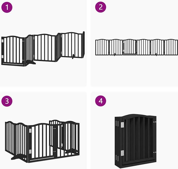 Produktbild VidaXL Hundetor Tür Faltbar Hundegitter Schutzgitter Schwarz 6-tlg. Pappelholz (50 cm)
