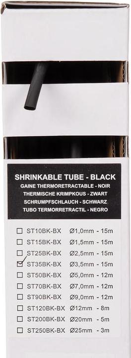 Actual product image Velleman SHRINKABLE TUBE 2:1 - 3.5mm - BLACK - 15m - BOX (1x)