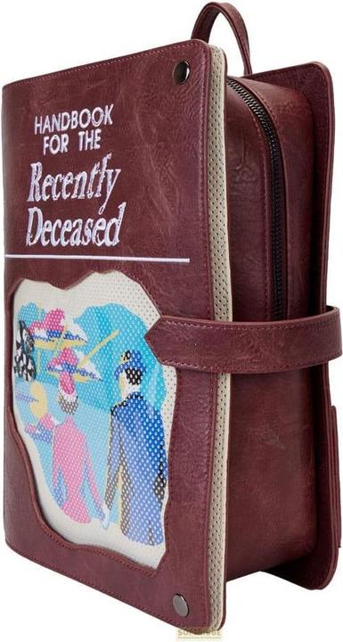 Actual product image Loungefly Beetlejuice by Backpack Mini Handbook for the recently Deceased Pin Trader
