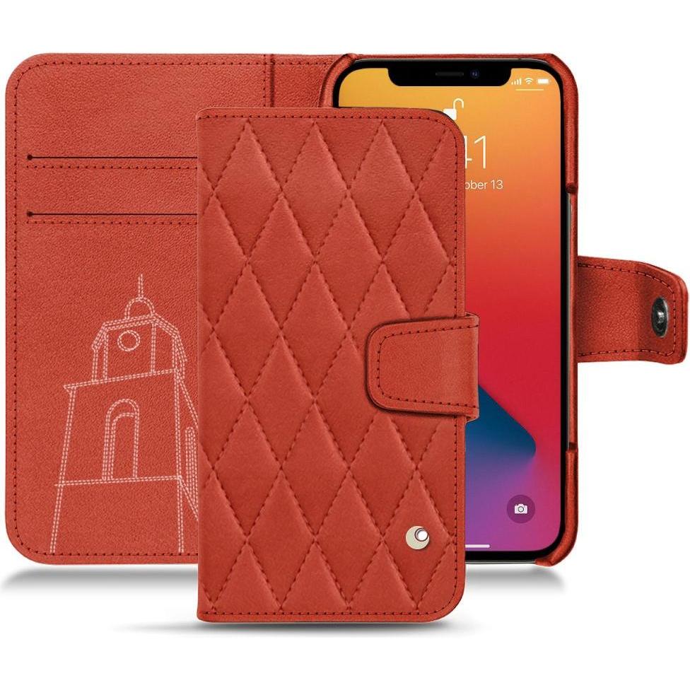 Noreve Lederschutzhülle Wallet (Apple iPhone 13 Pro Max), Smartphone Hülle, Orange