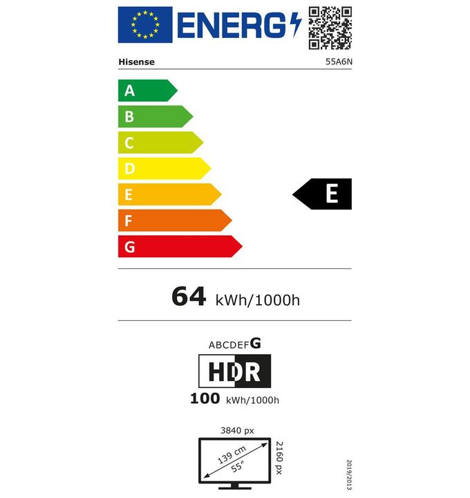 Energie-Label Hisense TV 55A6N (55", 4K, 2024)