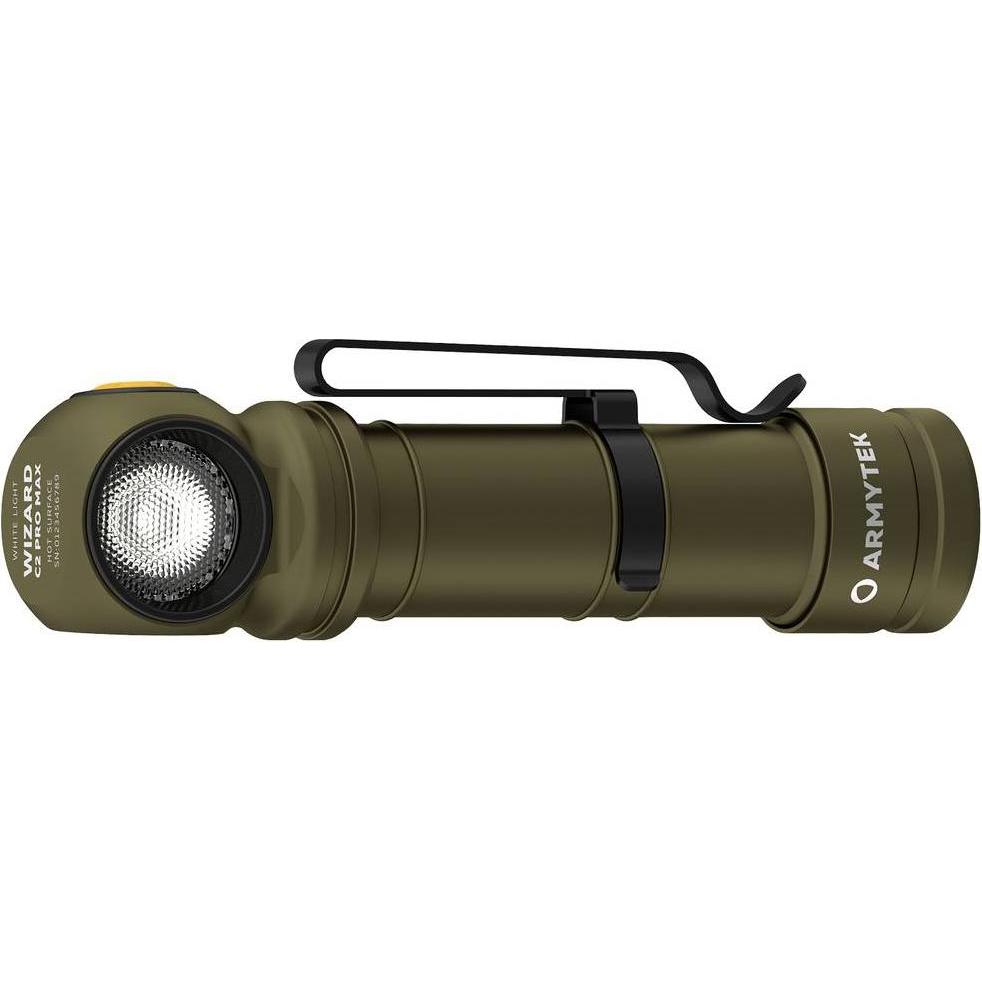 Thumbnail - ArmyTek, Taschenlampe, Wizard C2 Pro Max Olive White LED Taschenlampe mit Gürtelclip, mit Holster akkubetrieben 40 (12.1...