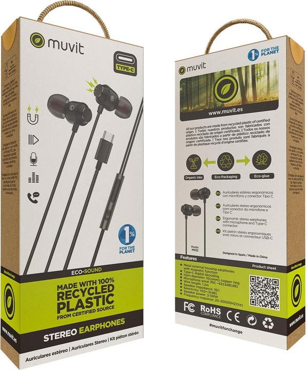 Actual product image Muvit Headphones MCHPH0006 Black (Cable, Wireless)