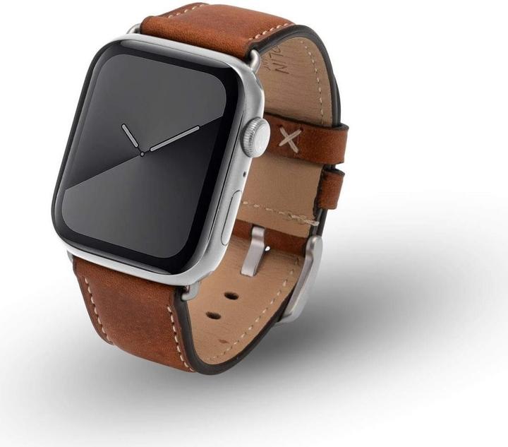JT Berlin Watchband Charlie | Apple Watch Ultra/42/44/45mm | brown - aluminium silver | M | 10835 ( (Leather)