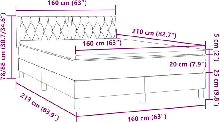 Image du produit vidaXL Boxspringbett (160 x 210 cm)