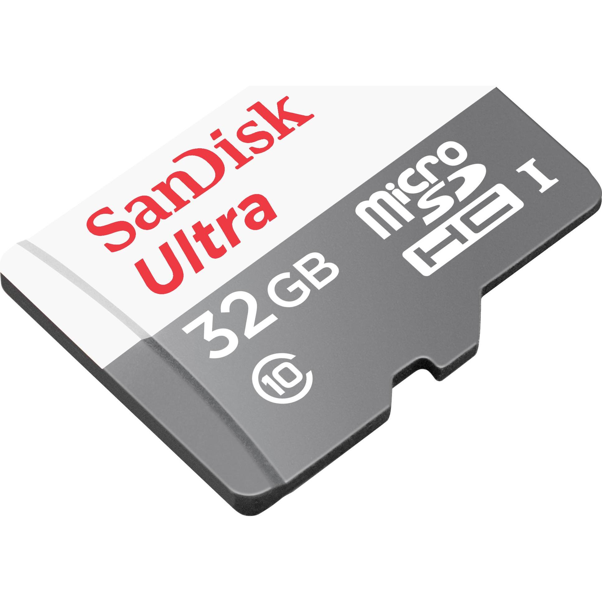 SanDisk Ultra Lite (32 GB, microSDHC, U1, UHS-I), Speicherkarte, Grau, Rot