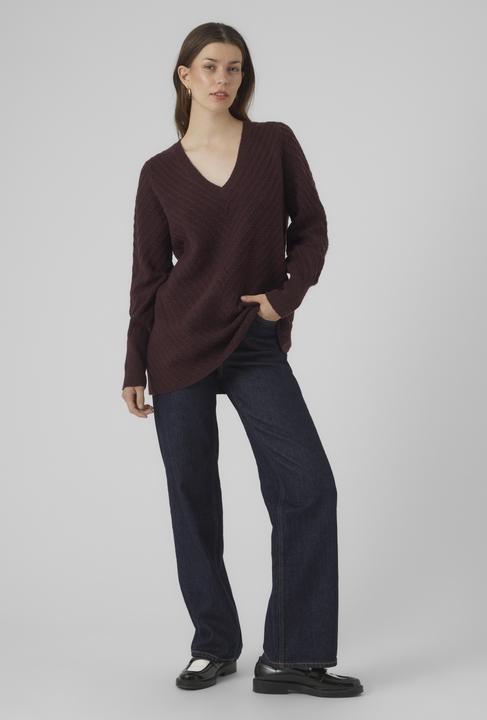 Produktbild Vero Moda VMANJASTINNA LONG V-NEK PULLOVER GA EXC Strickpullover (XS)