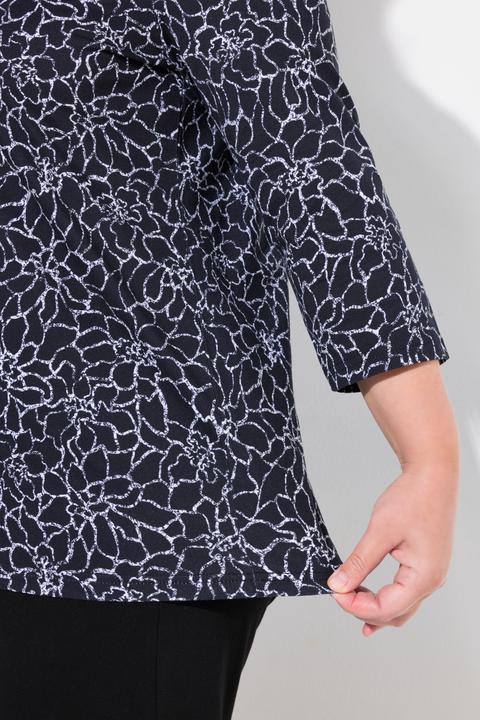 Actual product image Ulla Popken Fabulous Print 3/4 Sleeve Cotton Tee (62)