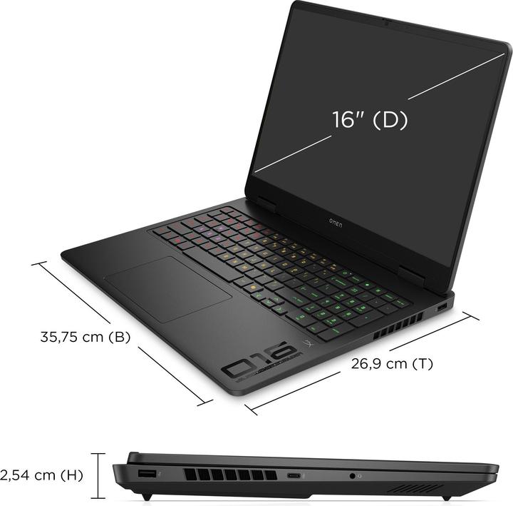 Produktbild HP Omen 16-ap0093ng Gaming Notebook 40,6 cm (16 Zoll) (16", AMD Ryzen 9 8940HX, 32 GB, 1000 GB, DE)