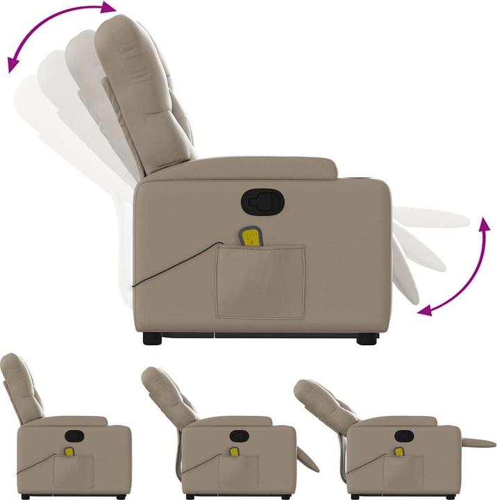 Actual product image vidaXL Massage armchair with stand-up aid TV armchair Relax armchair cappuccino-brown