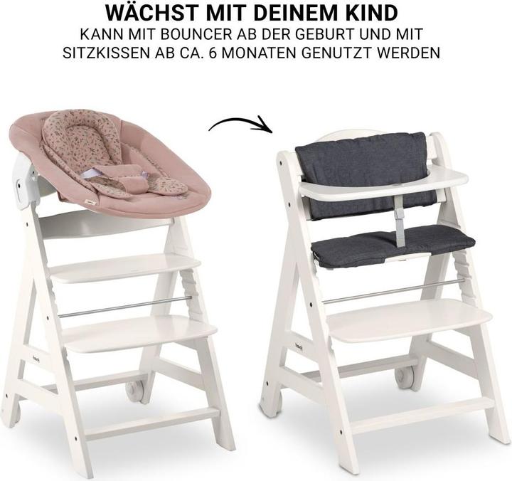 Produktbild Hauck Hochstühle Beta Plus White 5-tlg. Newborn Set - Hochstuhl + 2in1 (Hochstuhl)