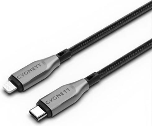 Immagine prodotto Cygnett Cavo di ricarica rapida blindato da Lightning a USB-C 30W (1m, nero) (USB 3.0)
