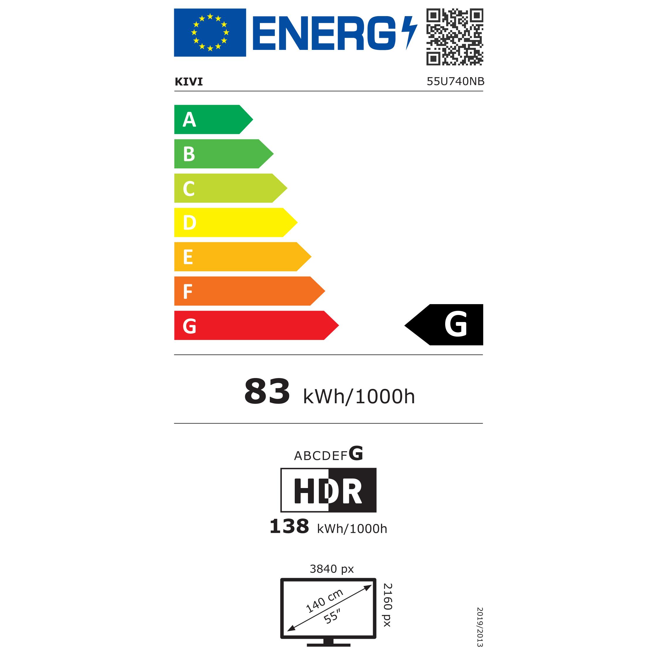 Kivi 55U740NB (55", LCD, UHD, 2023), TV, Schwarz
