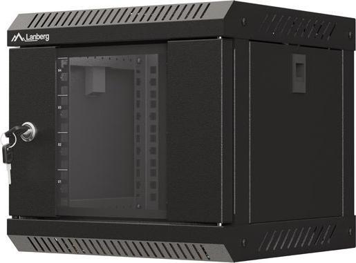 Produktbild Lanberg Szafa Instalacyjna Rack Wisząca 10 4u 300x300 Czarna Drzwi Przeszklone (Flat Pack) (4 HE, 10 Zoll Rack)
