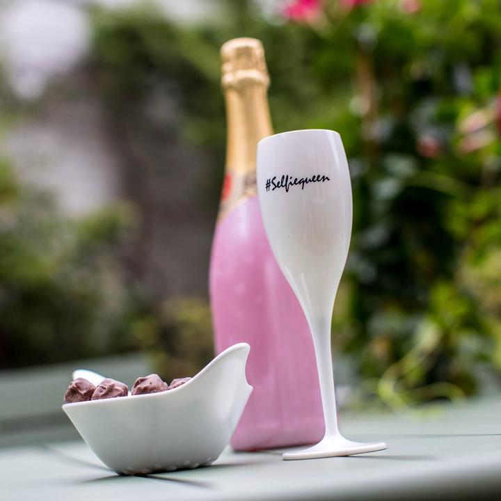 Immagine prodotto Koziol Bicchiere da champagne da 100 ml con stampa CHEERS No. 1 SELFIEQUEEN (10 cl, 1 Occhiali, Bicchieri da champagne)