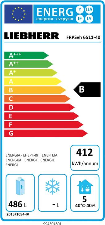 Energie-Label Liebherr Gewerbe-Kühlgerät (486 l)