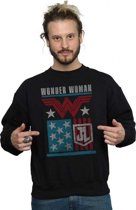 Actual product image Mens Justice League Movie Wonder Woman Flag Sweatshirt (XL)